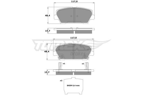 TOMEX BRAKES stabdžių trinkelių rinkinys, diskinis stabdys TX 17-45